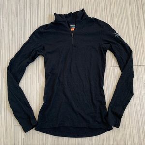 Icebreaker Merino Wool 200 1/4 Zip Baselayer in Black size XS EUC